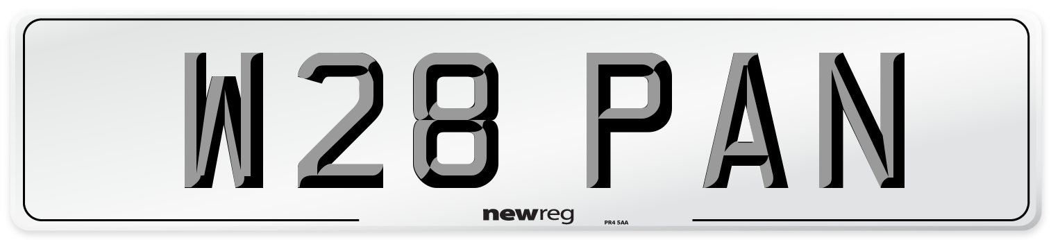 W28 PAN Number Plate from New Reg